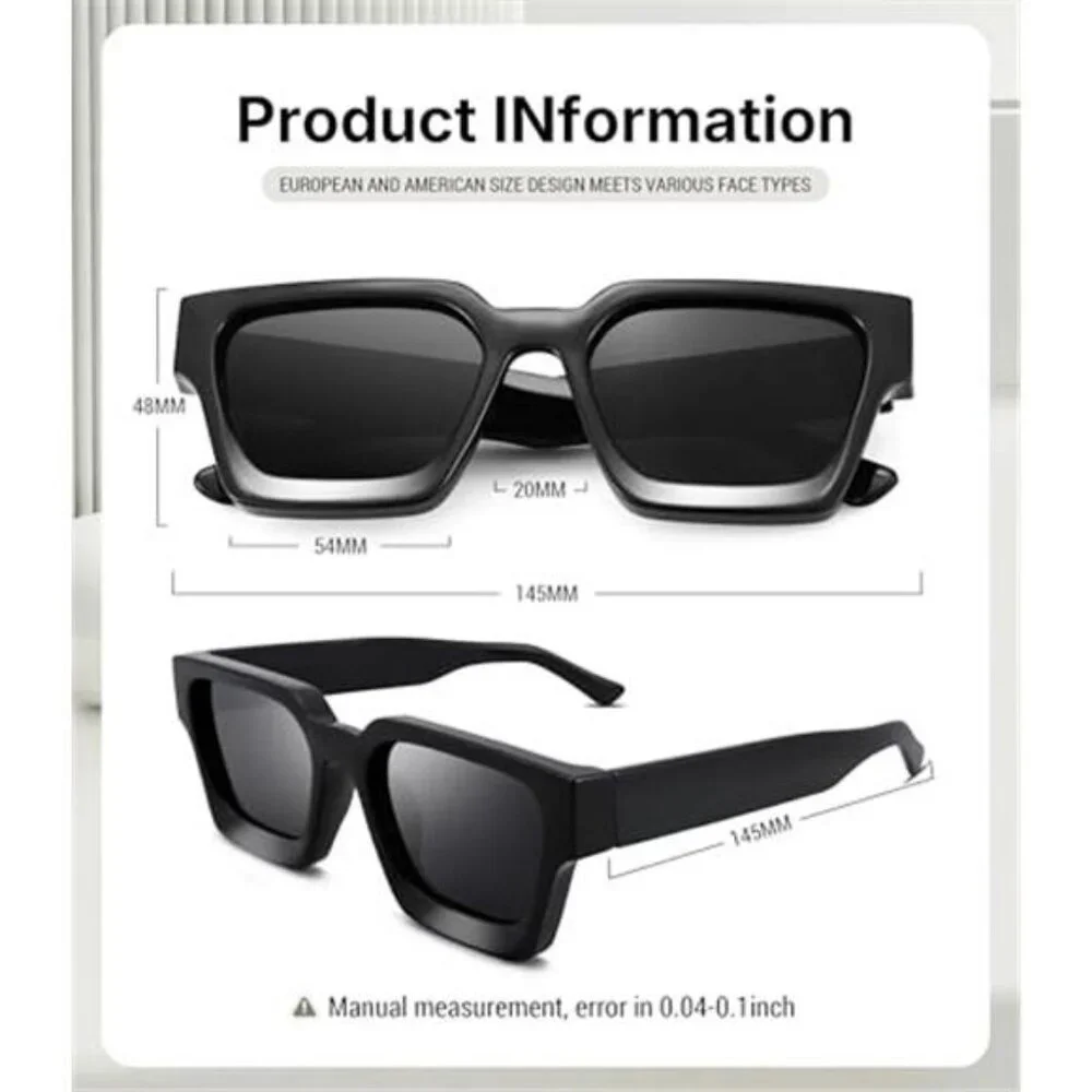 3 Pack Square Sunglasses for Men Women,Thick Frame Sun Glasses Simple